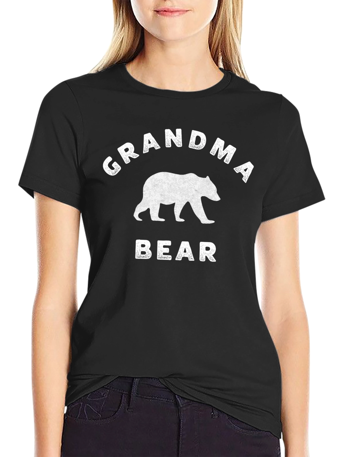 Grandma Bear Graphic T-Shirt - Black
