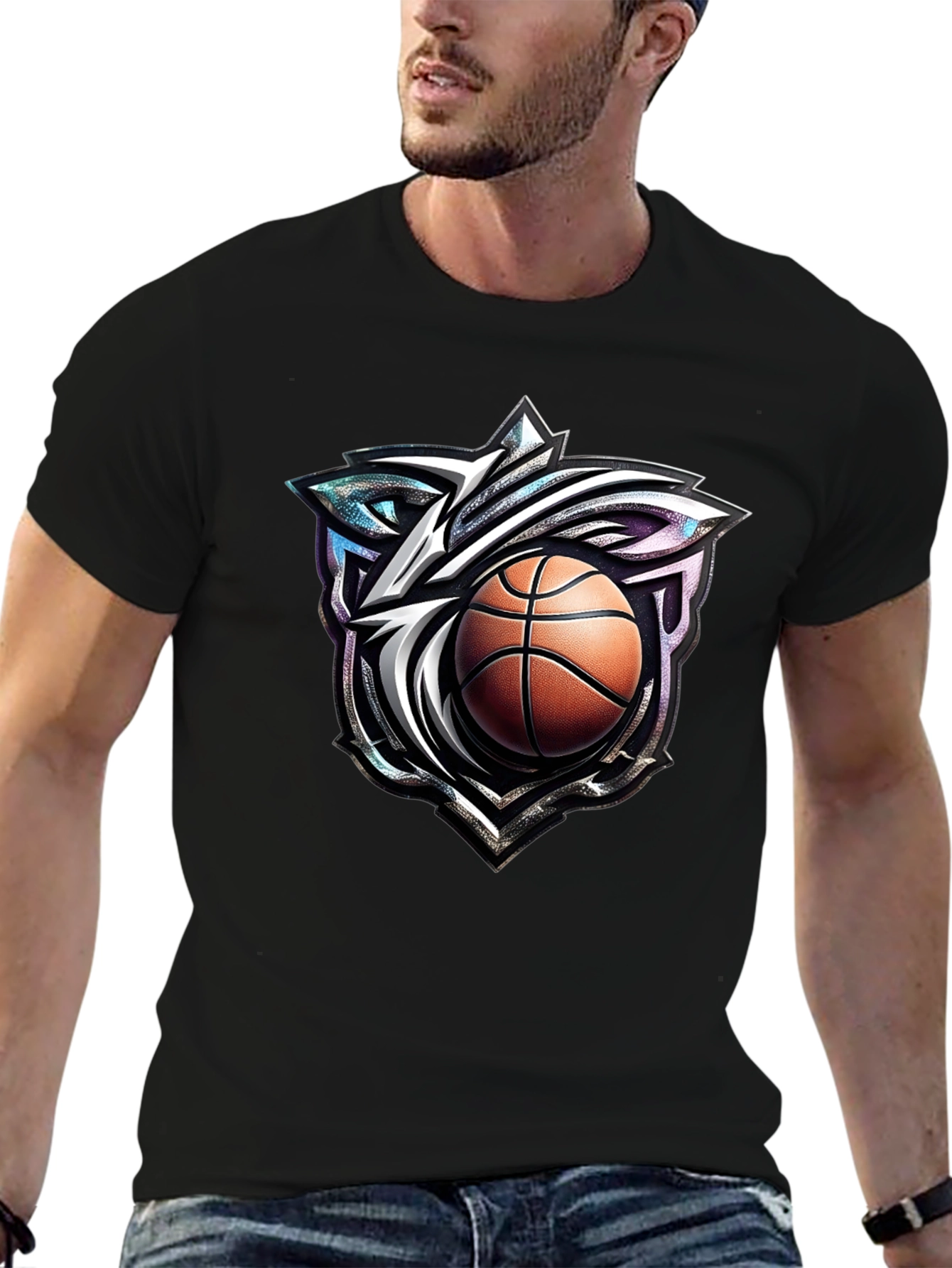 Basketball Wolf Graphic T-Shirt