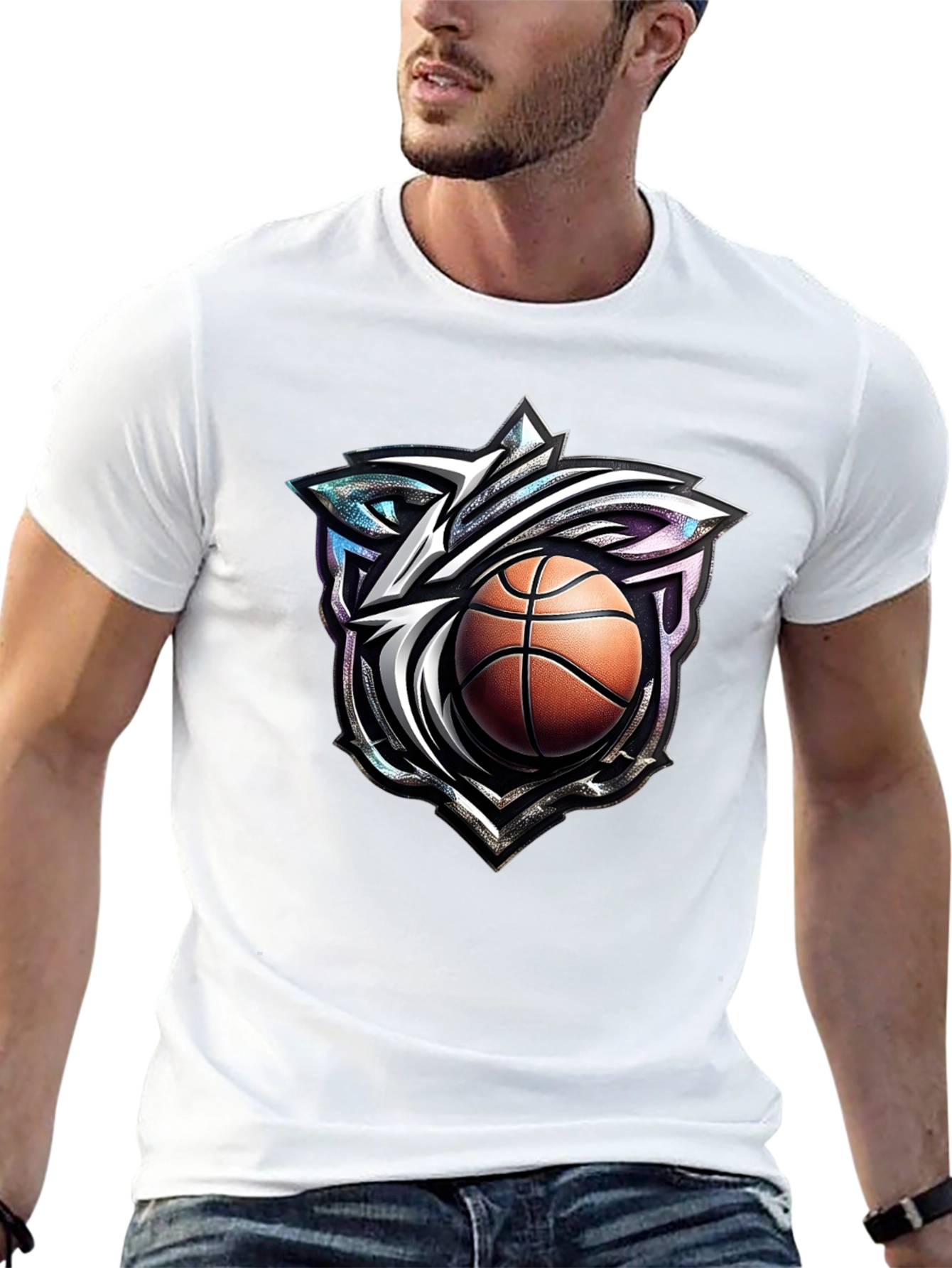 Basketball Wolf Graphic T-Shirt