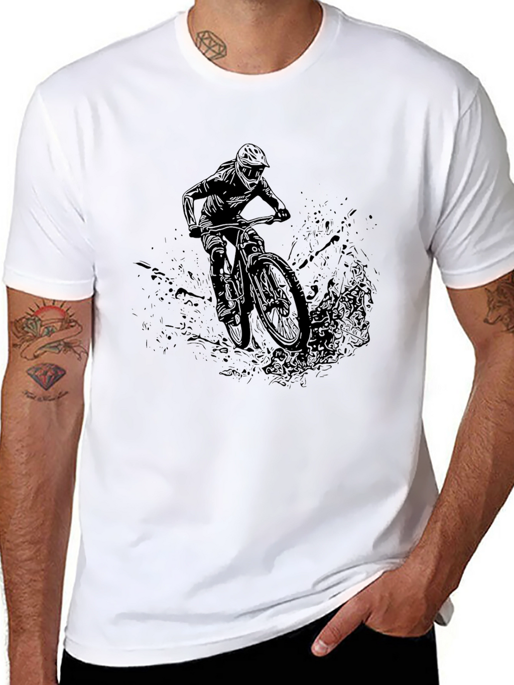 Mens Black Mountain Biker Graphic Tee