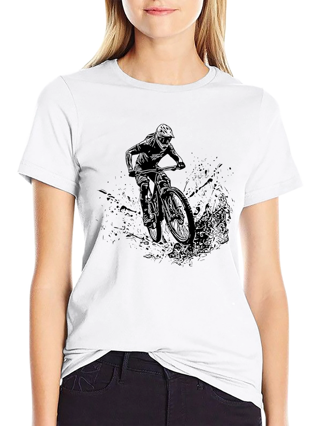 Mens Black Mountain Biker Graphic Tee