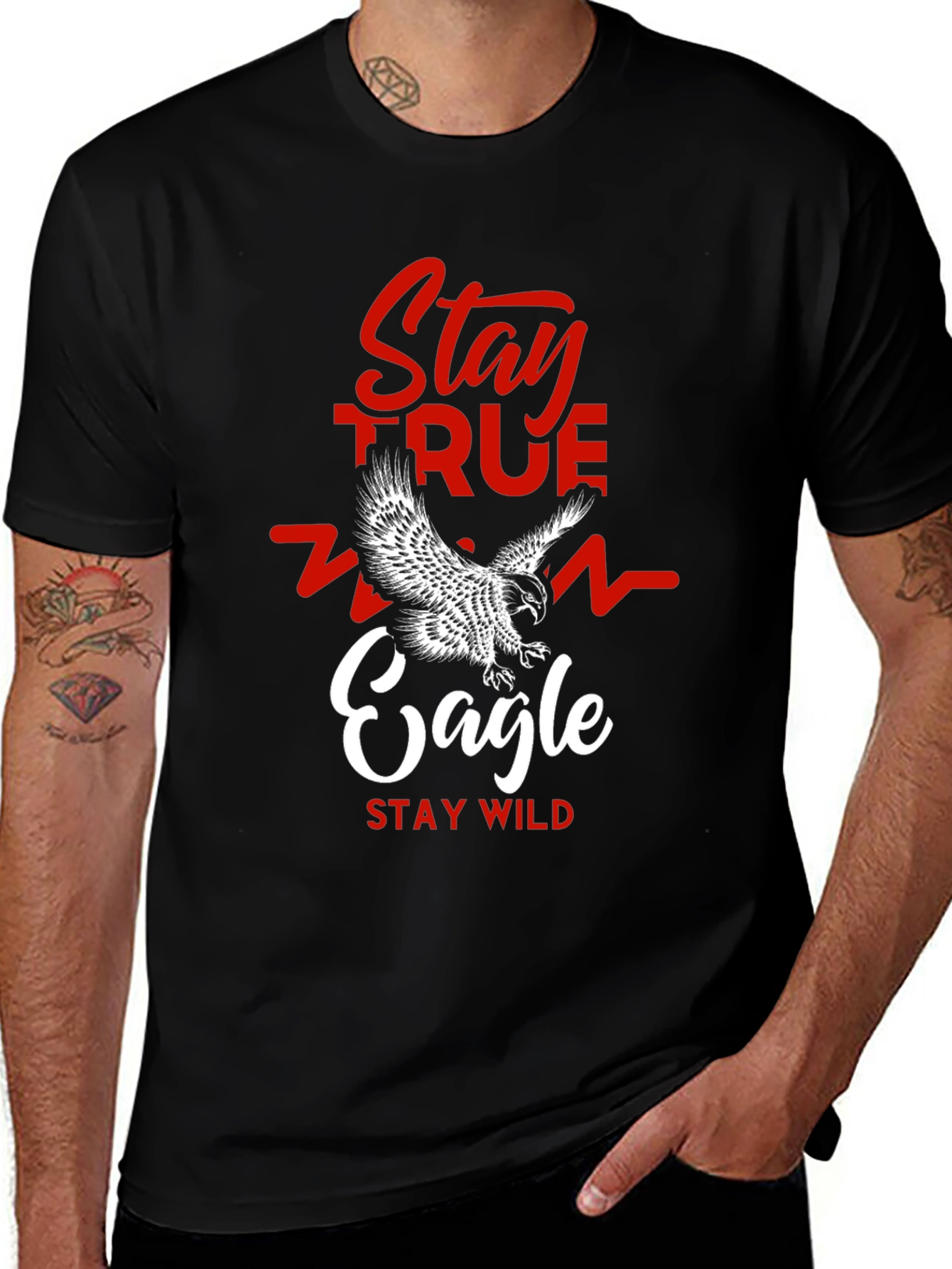 Stay True Eagle Graphic Tee - Mens Black T-Shirt