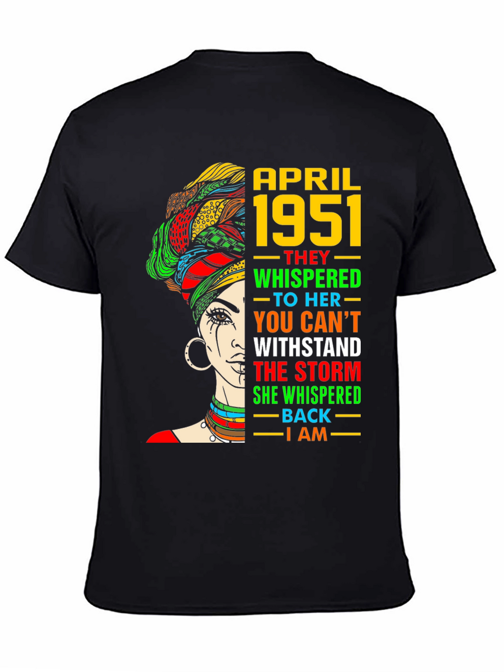 April 1951 Birthday Black Queen T-Shirt