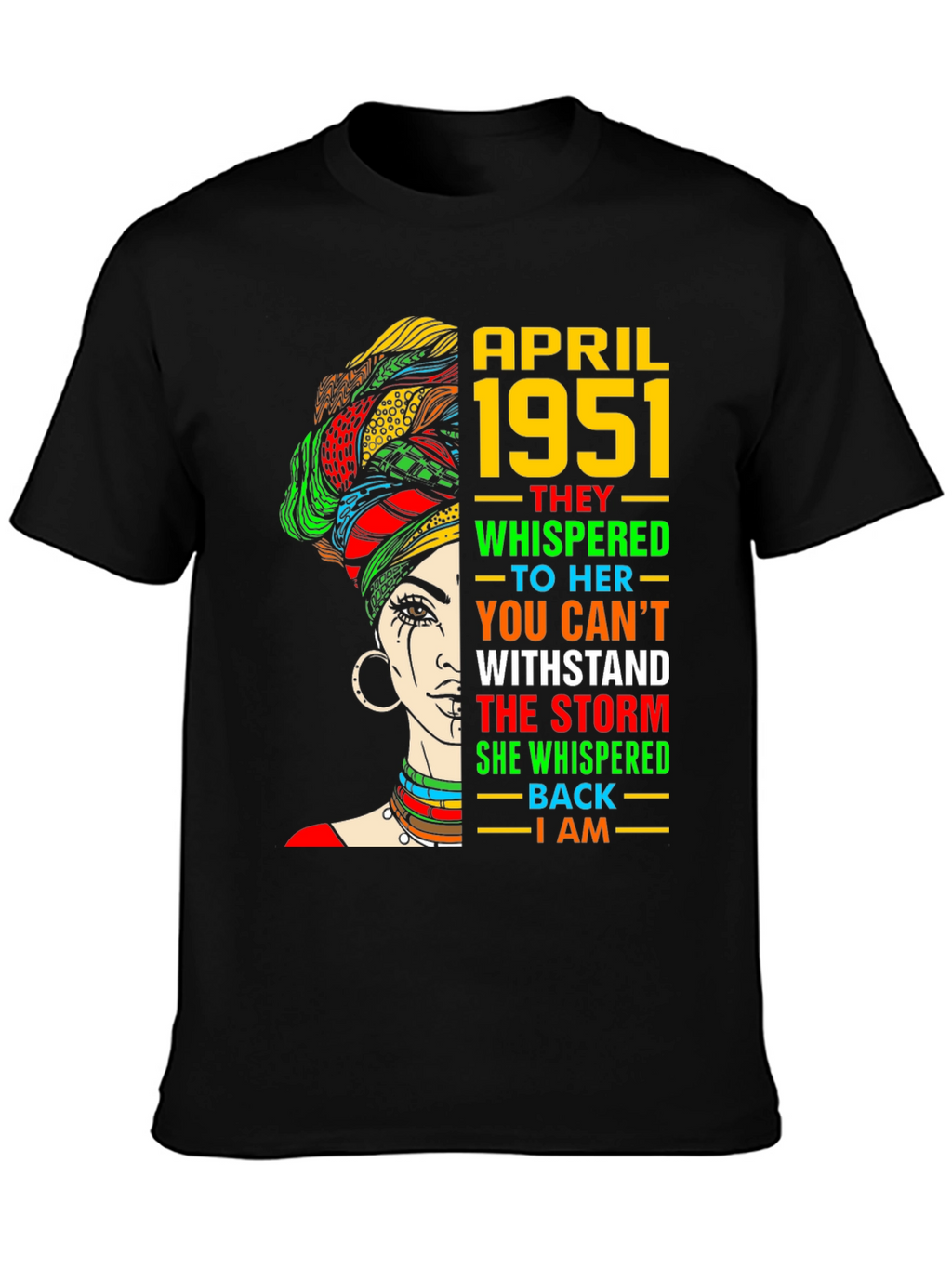 April 1951 Birthday Black Queen T-Shirt