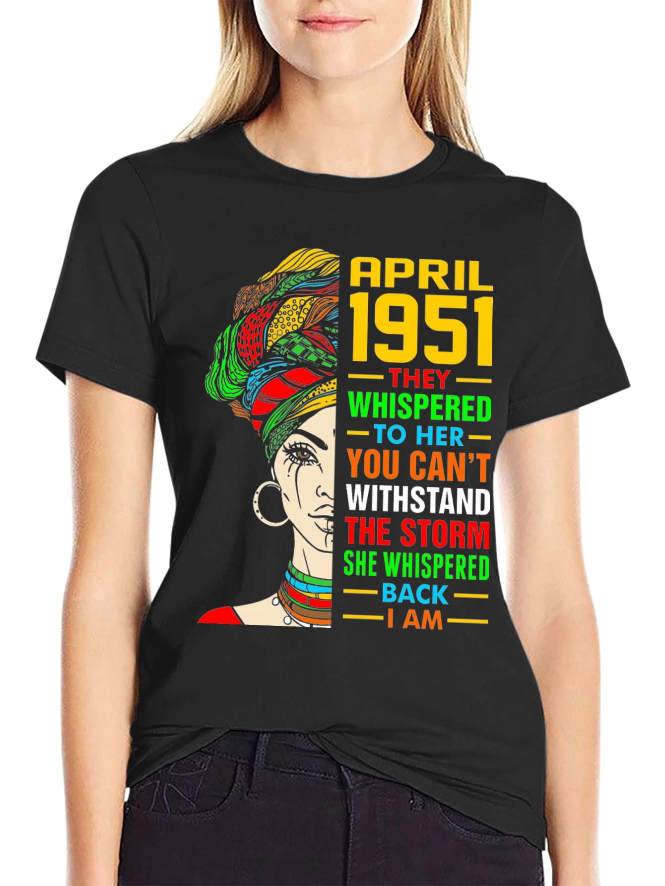 April 1951 Birthday Black Queen T-Shirt