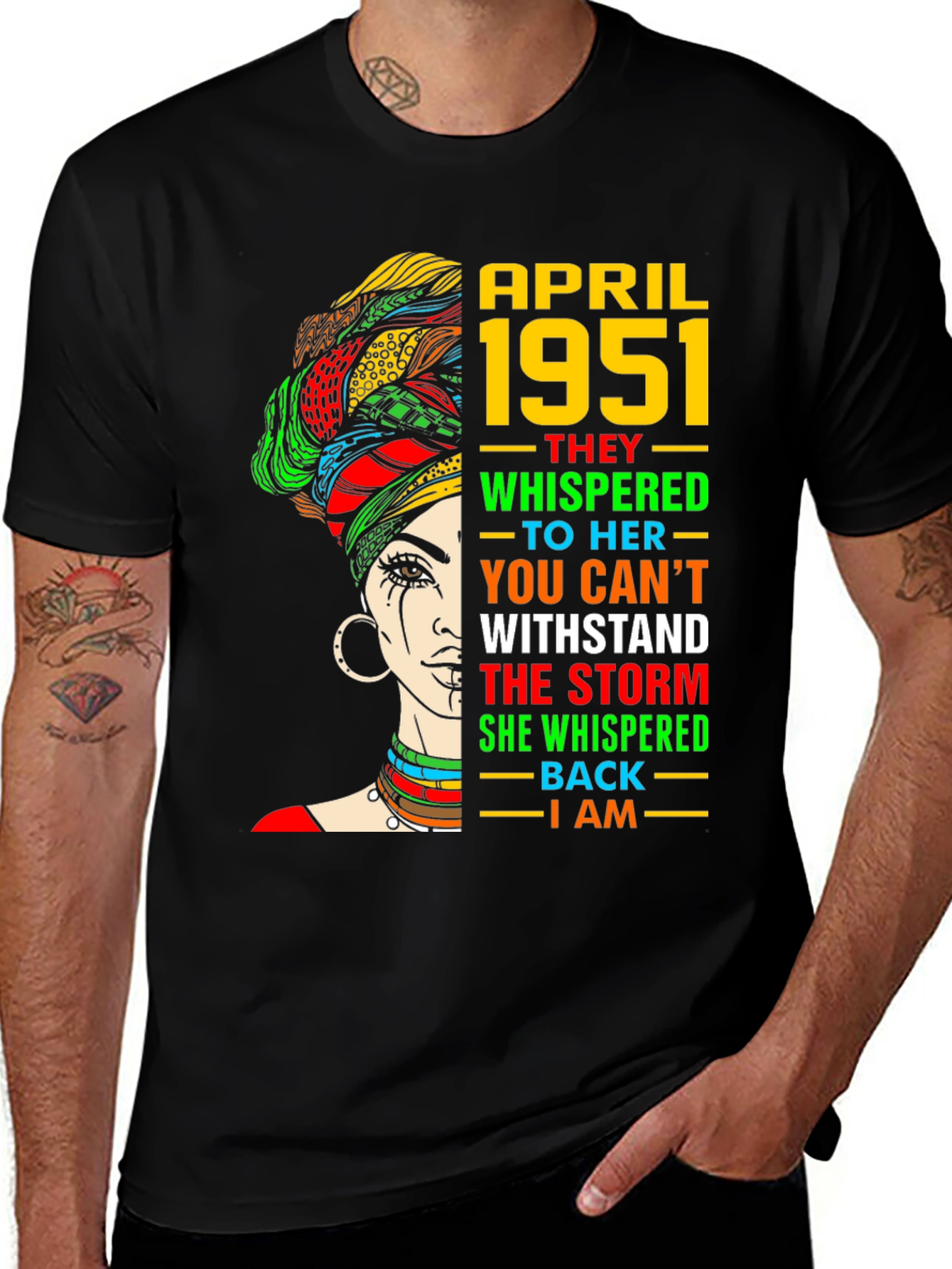 April 1951 Birthday Black Queen T-Shirt