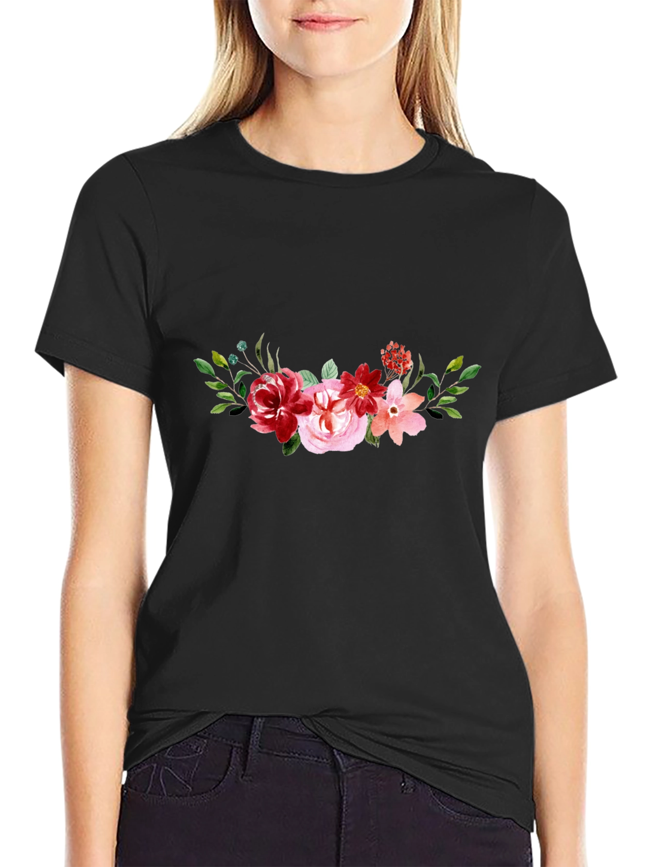 Floral Black T-Shirt