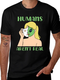 Humans Arent Real Alien Face Reveal T-Shirt