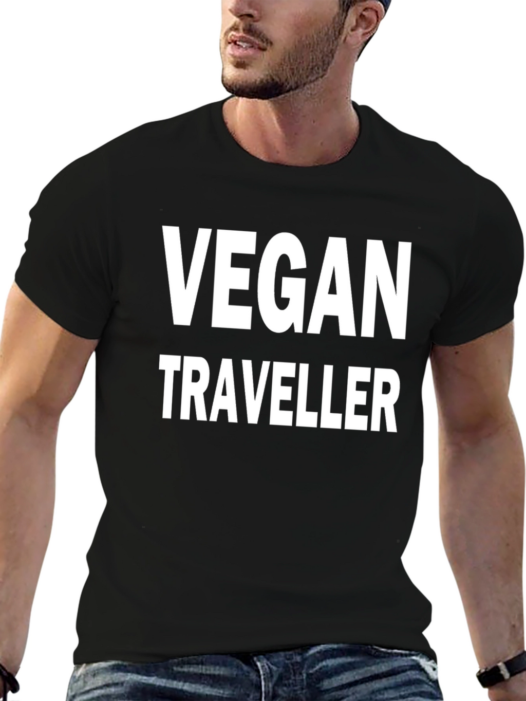 Vegan Traveller T-Shirt - Black Bold Print