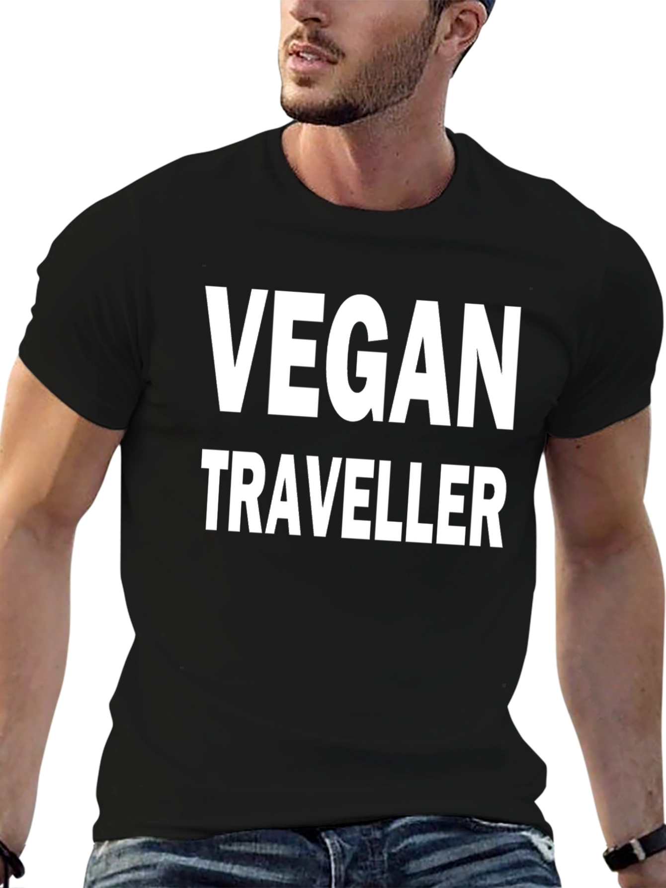 Vegan Traveller T-Shirt - Black Bold Print