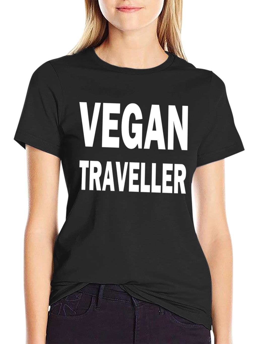 Vegan Traveller T-Shirt - Black Bold Print