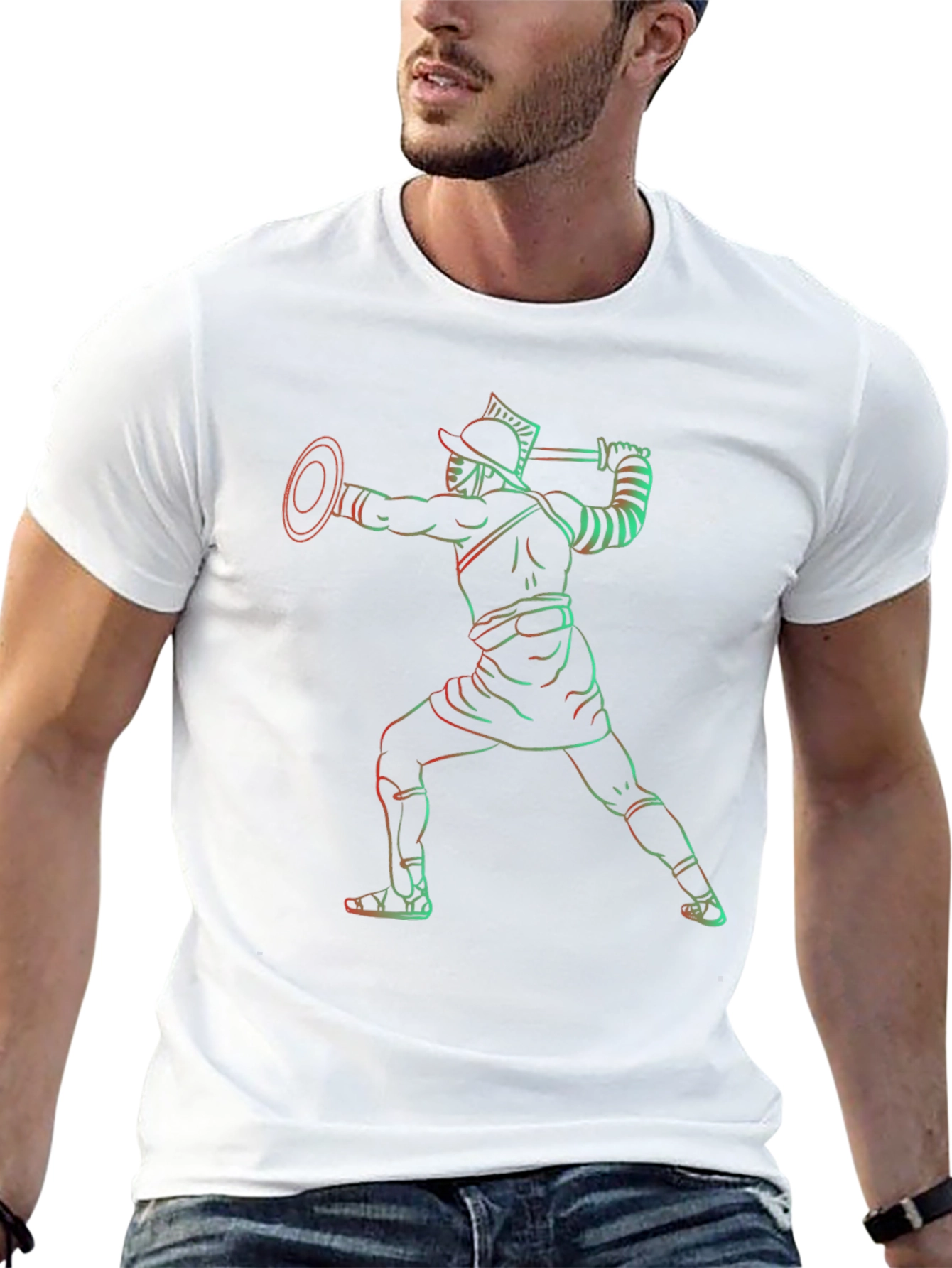 Gladiator Outline Graphic Tee - Black
