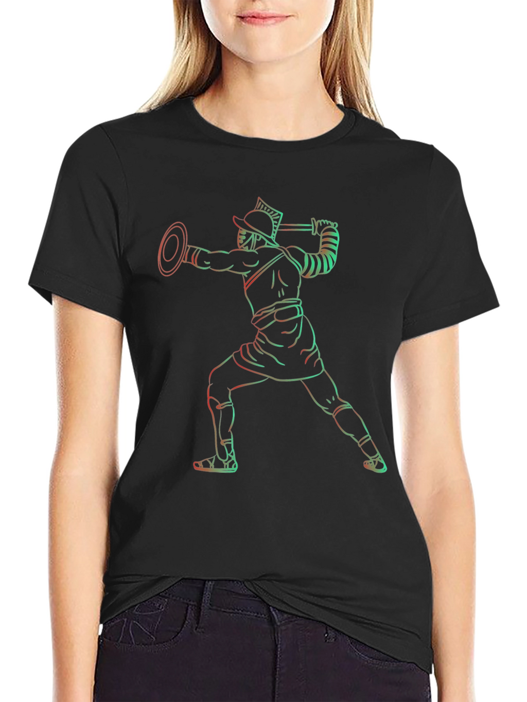 Gladiator Outline Graphic Tee - Black