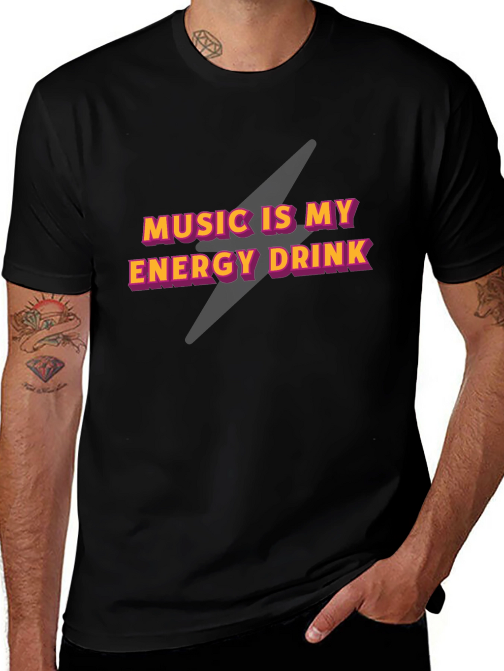 Music is My Energy Drink Black Graphic Tee