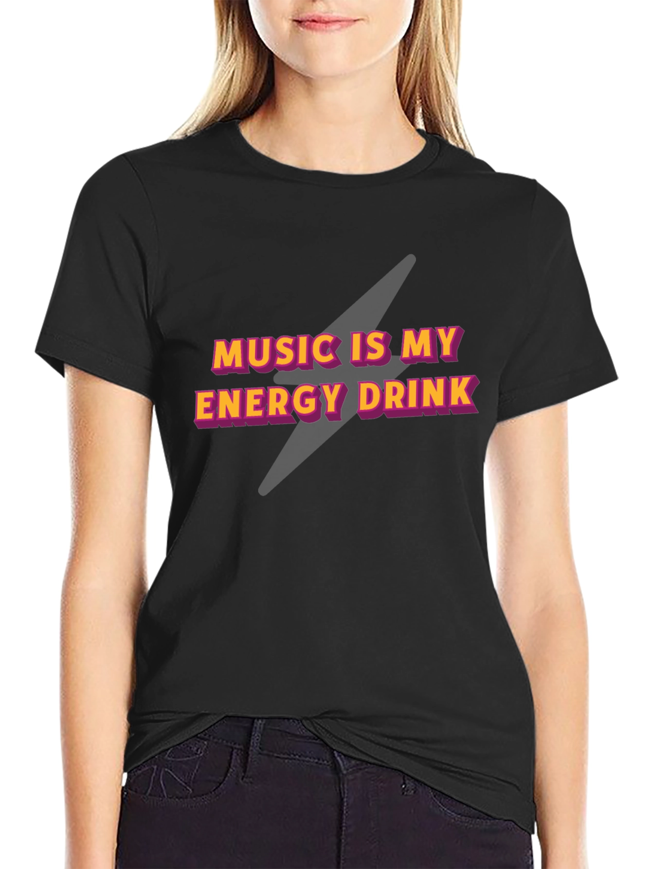 Music is My Energy Drink Black Graphic Tee