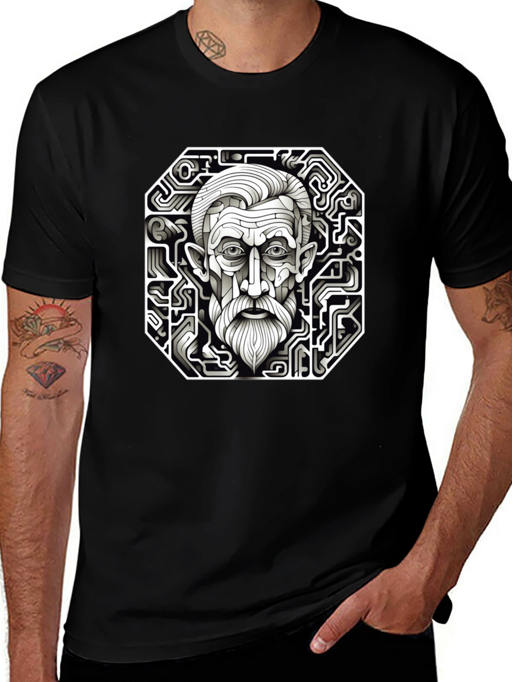 Circuit Portrait Black T-Shirt