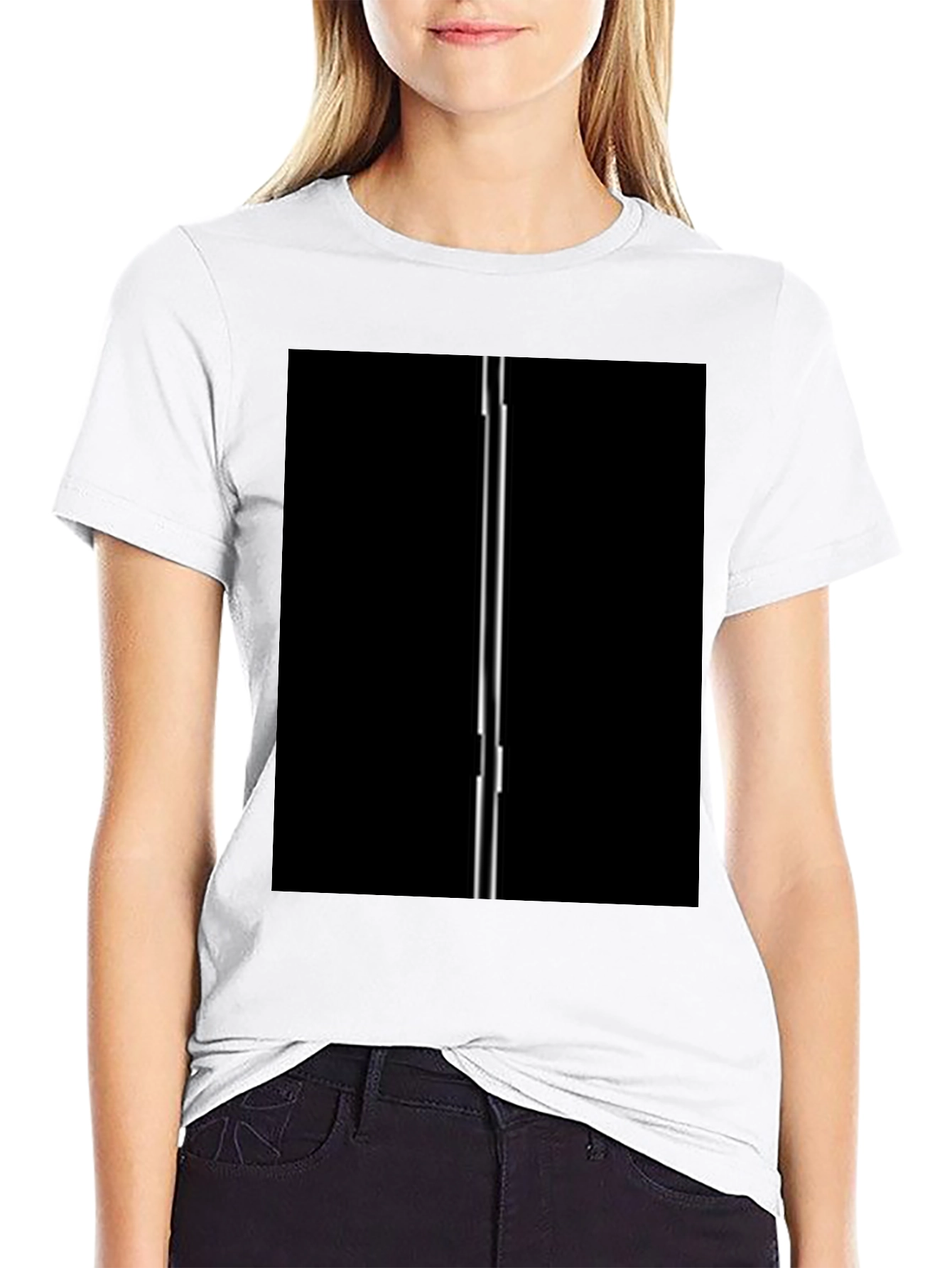 Modern Black T-Shirt with Vertical Line Design