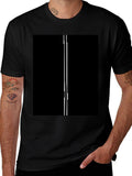 Modern Black T-Shirt with Vertical Line Design
