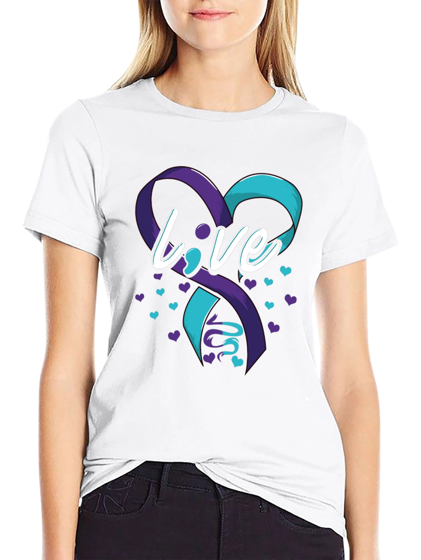 Live Suicide Prevention Awareness Ribbon Heart T-Shirt