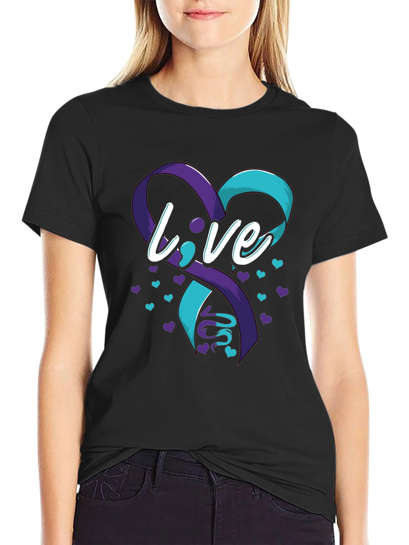 Live Suicide Prevention Awareness Ribbon Heart T-Shirt