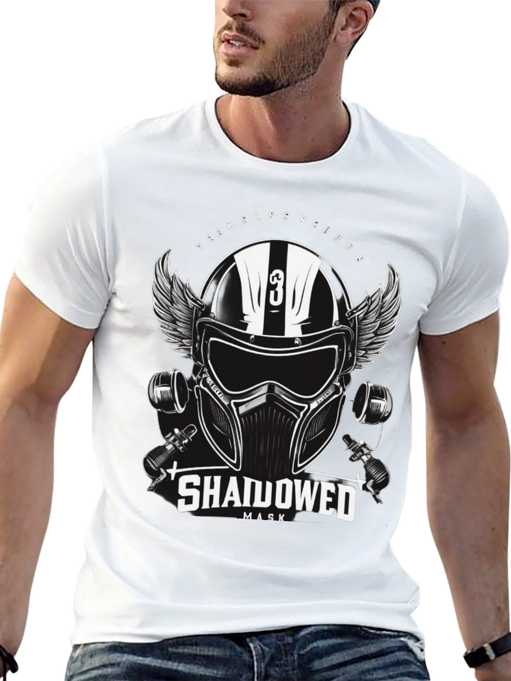 Shadowed Mask Graphic T-Shirt