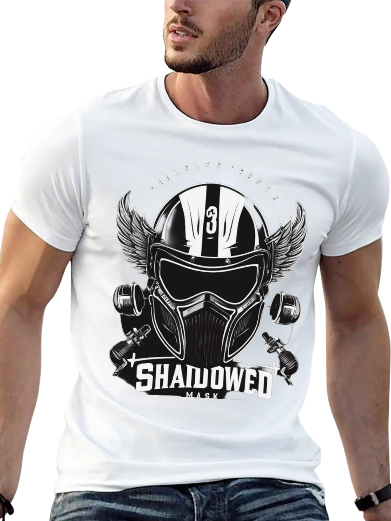 Shadowed Mask Graphic T-Shirt
