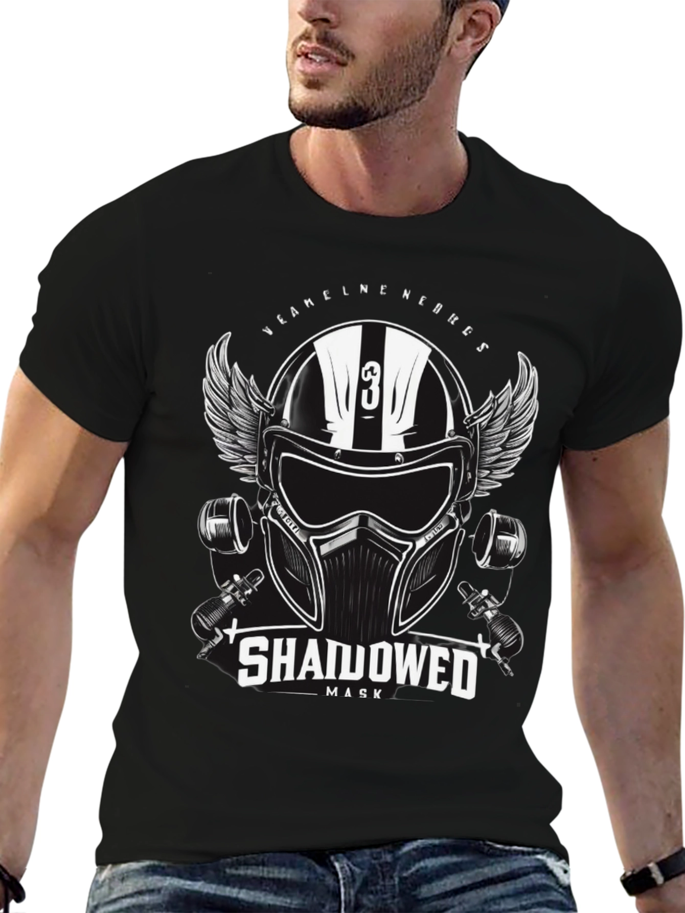 Shadowed Mask Graphic T-Shirt