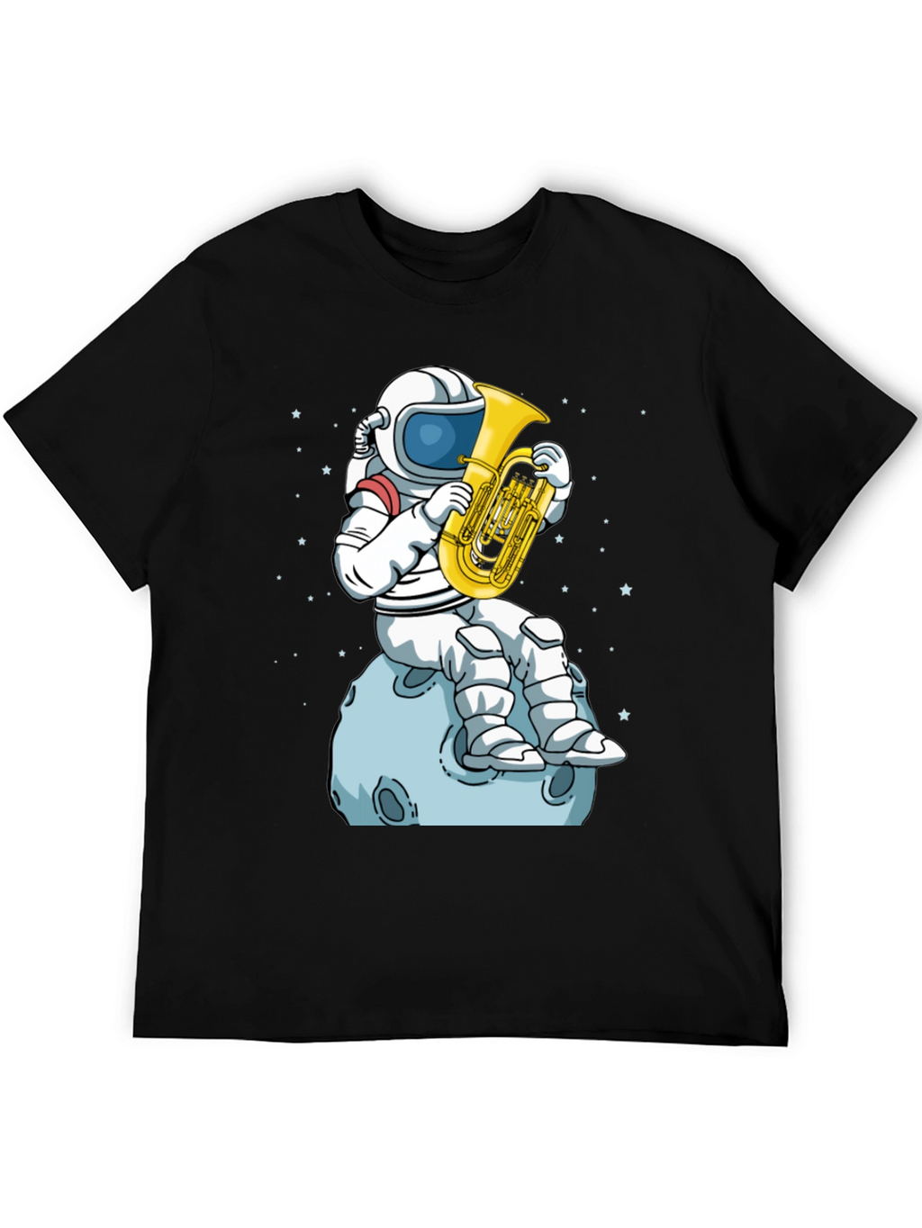 Astronaut Tuba Player Black T-Shirt