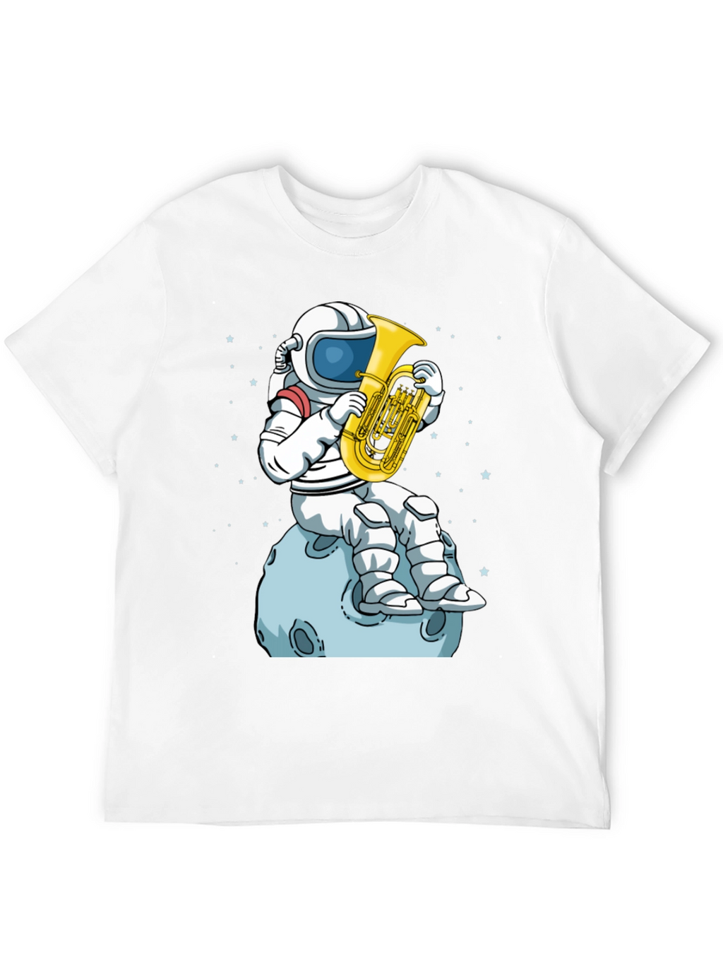 Astronaut Tuba Player Black T-Shirt