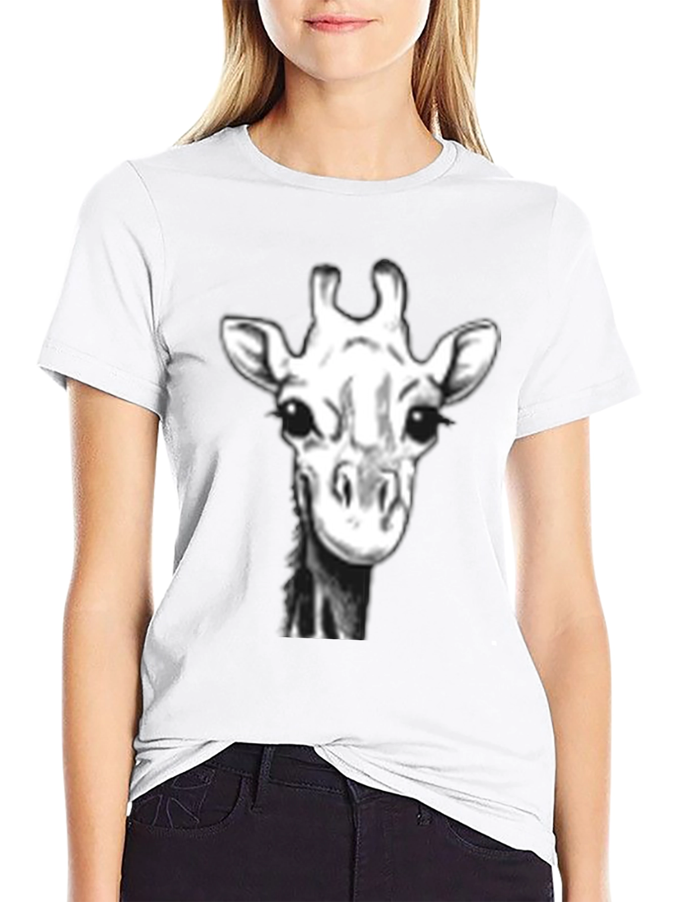 Giraffe Portrait Black T-Shirt