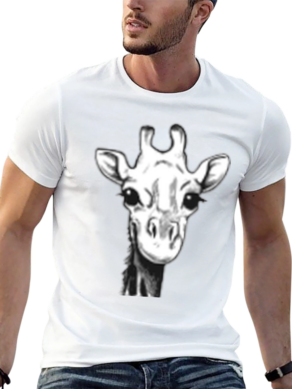 Giraffe Portrait Black T-Shirt