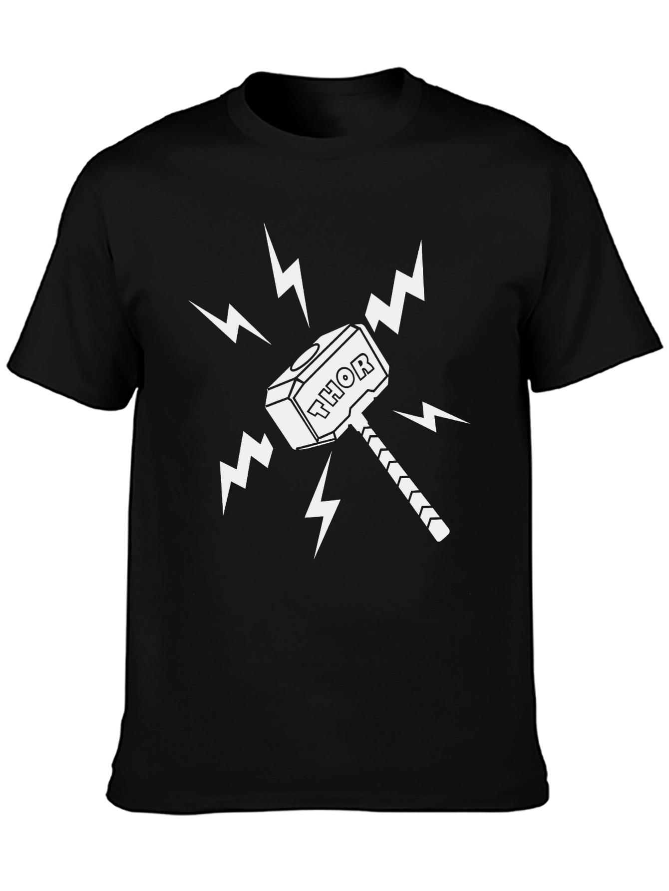 Thor Hammer Graphic T-Shirt - Black Cotton Tee