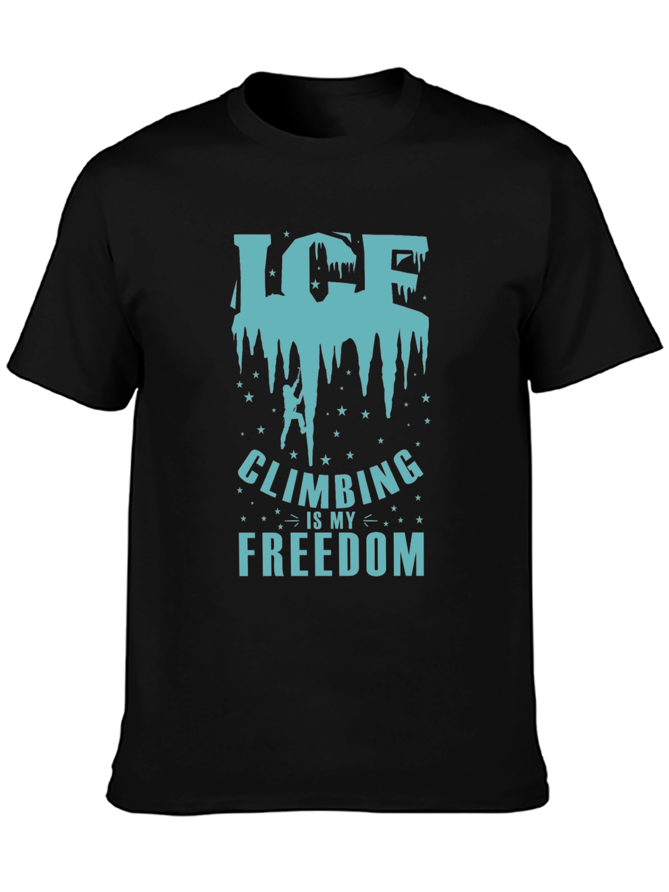 Ice Climbing Freedom Graphic Tee - Mens Black T-Shirt