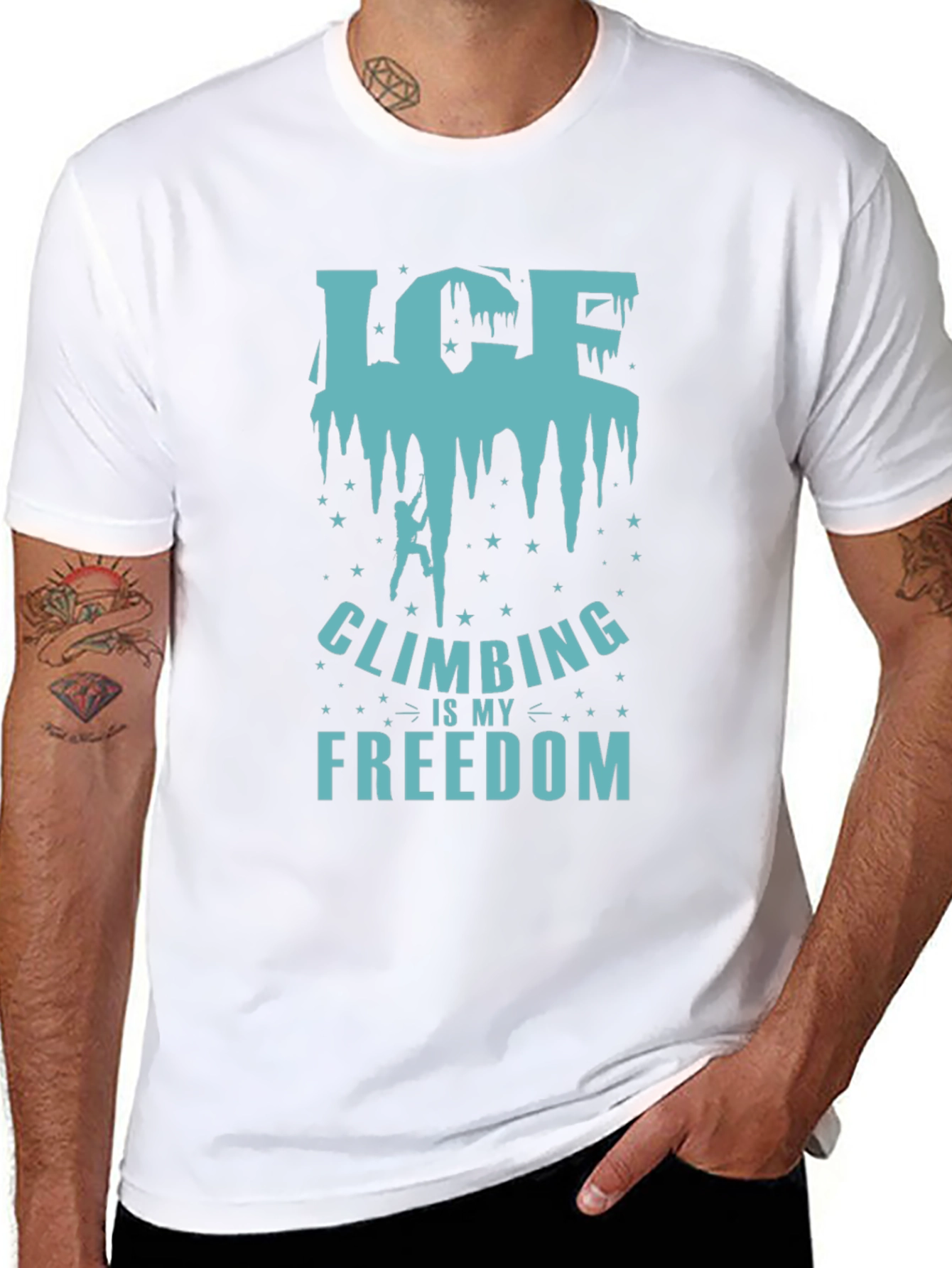 Ice Climbing Freedom Graphic Tee - Mens Black T-Shirt