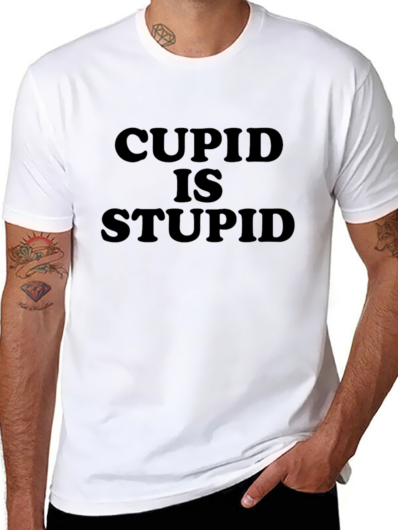 Cupid is Stupid Graphic Tee - Black
