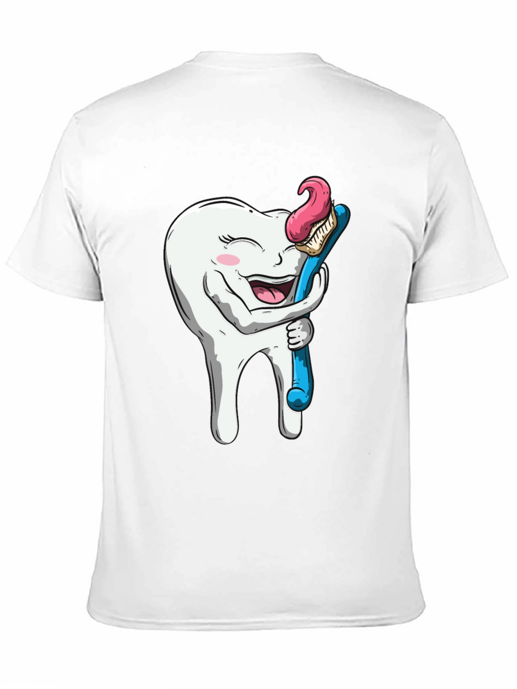 Funny Tooth Hugging Toothbrush Black T-Shirt