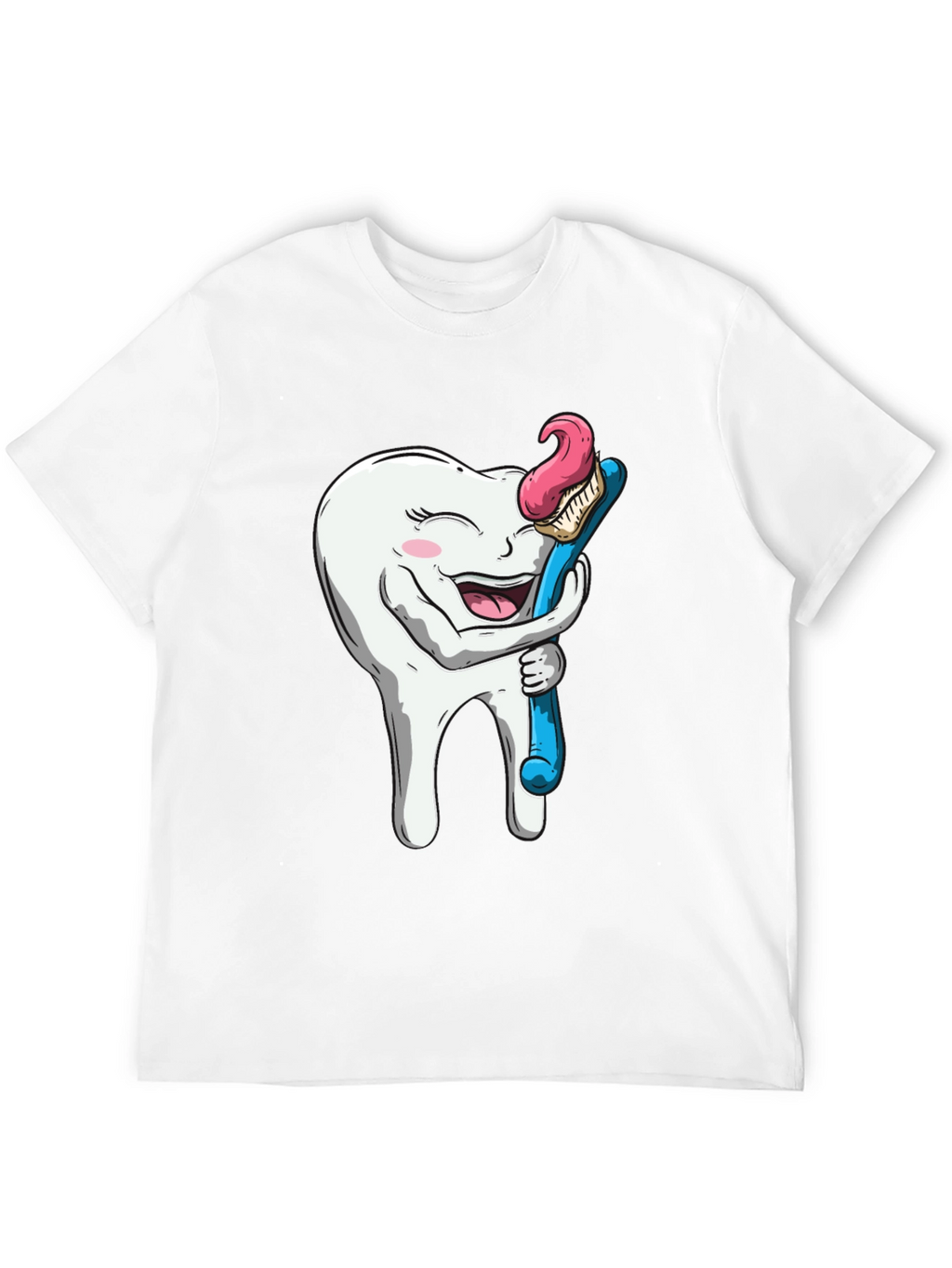 Funny Tooth Hugging Toothbrush Black T-Shirt