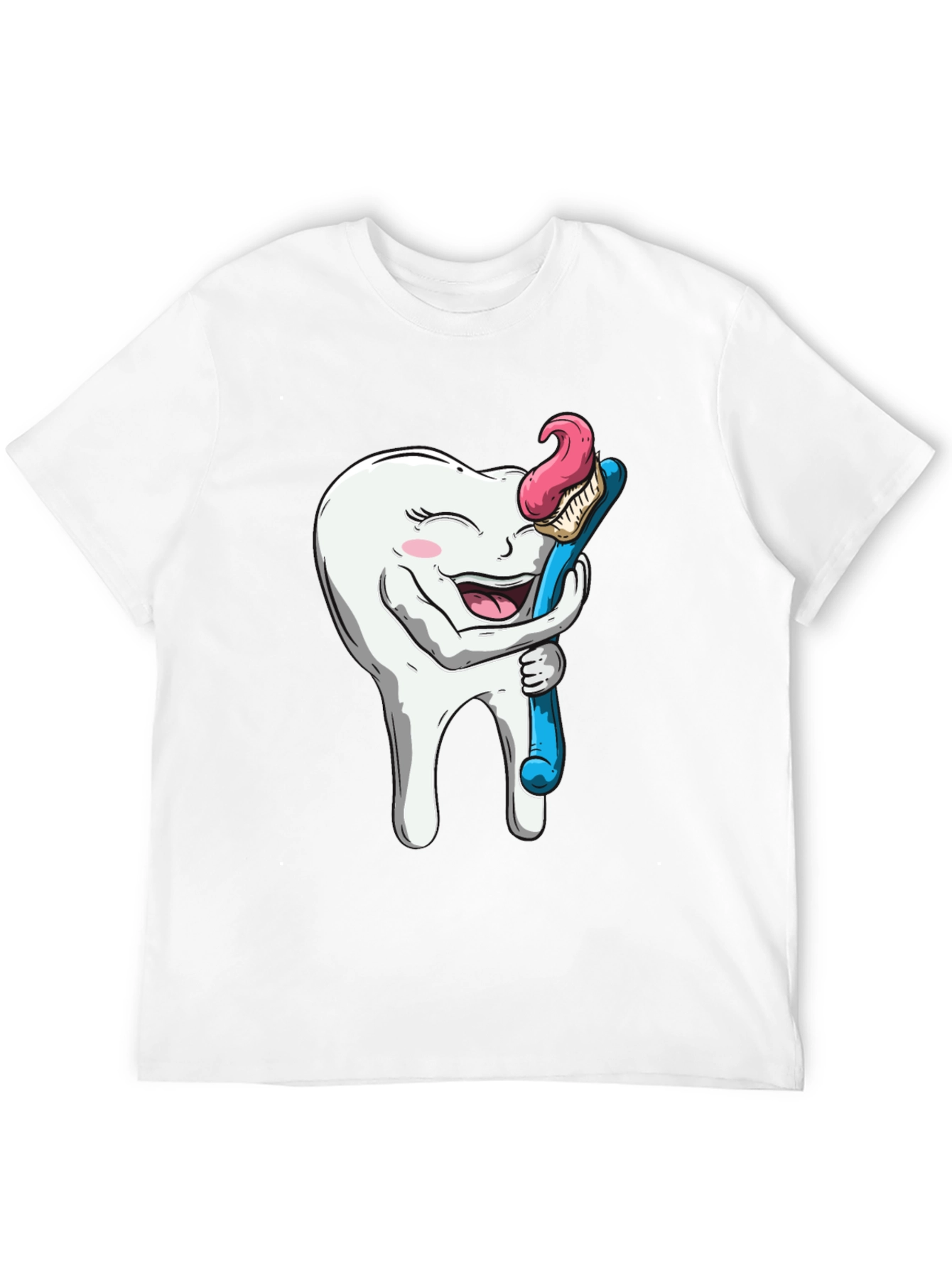 Funny Tooth Hugging Toothbrush Black T-Shirt