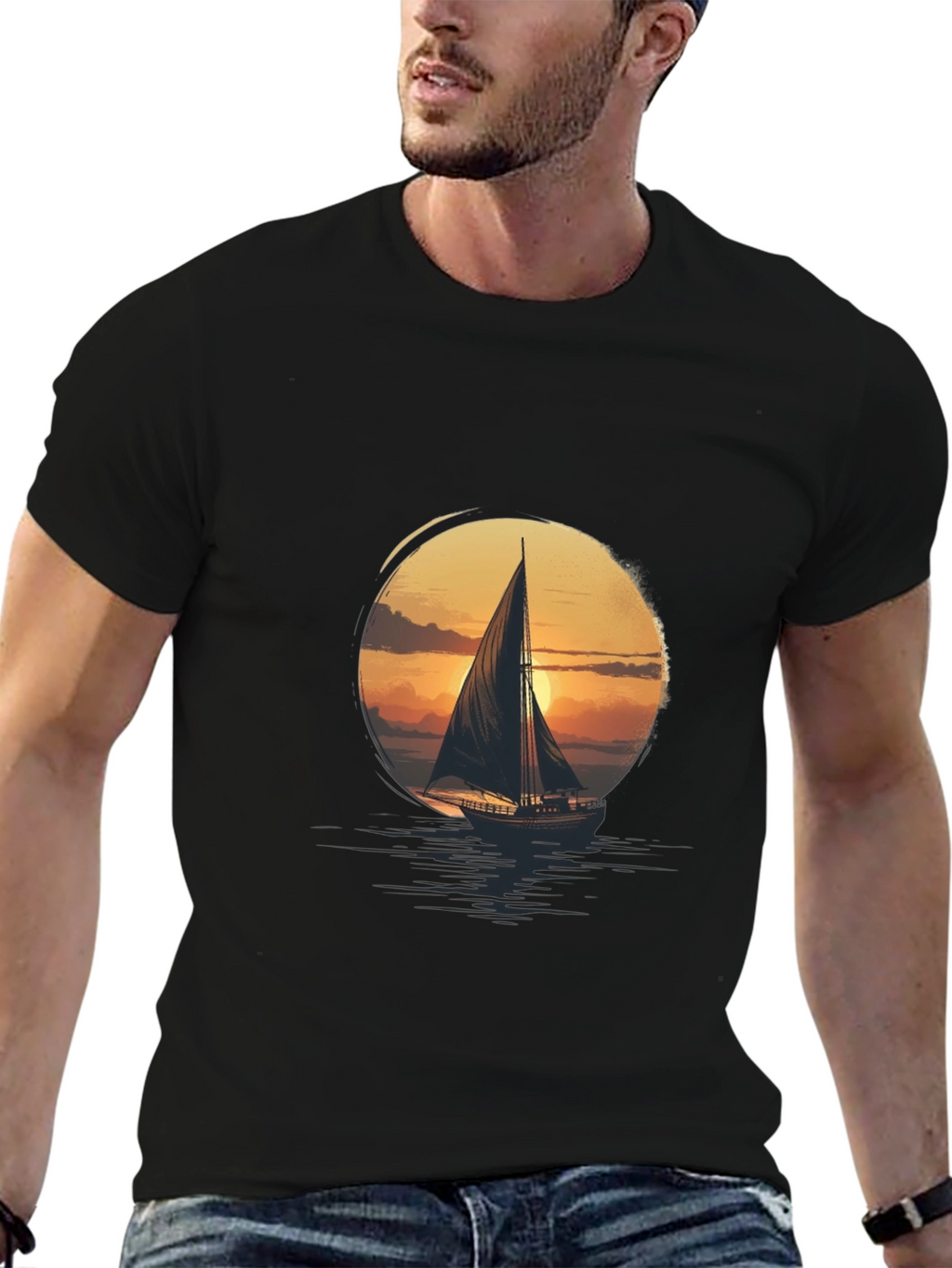 Sunset Sailboat Graphic Tee - Stylish Comfort