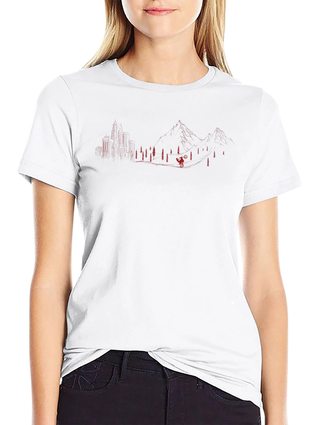 Mountain Biker Silhouette Graphic Tee - Black
