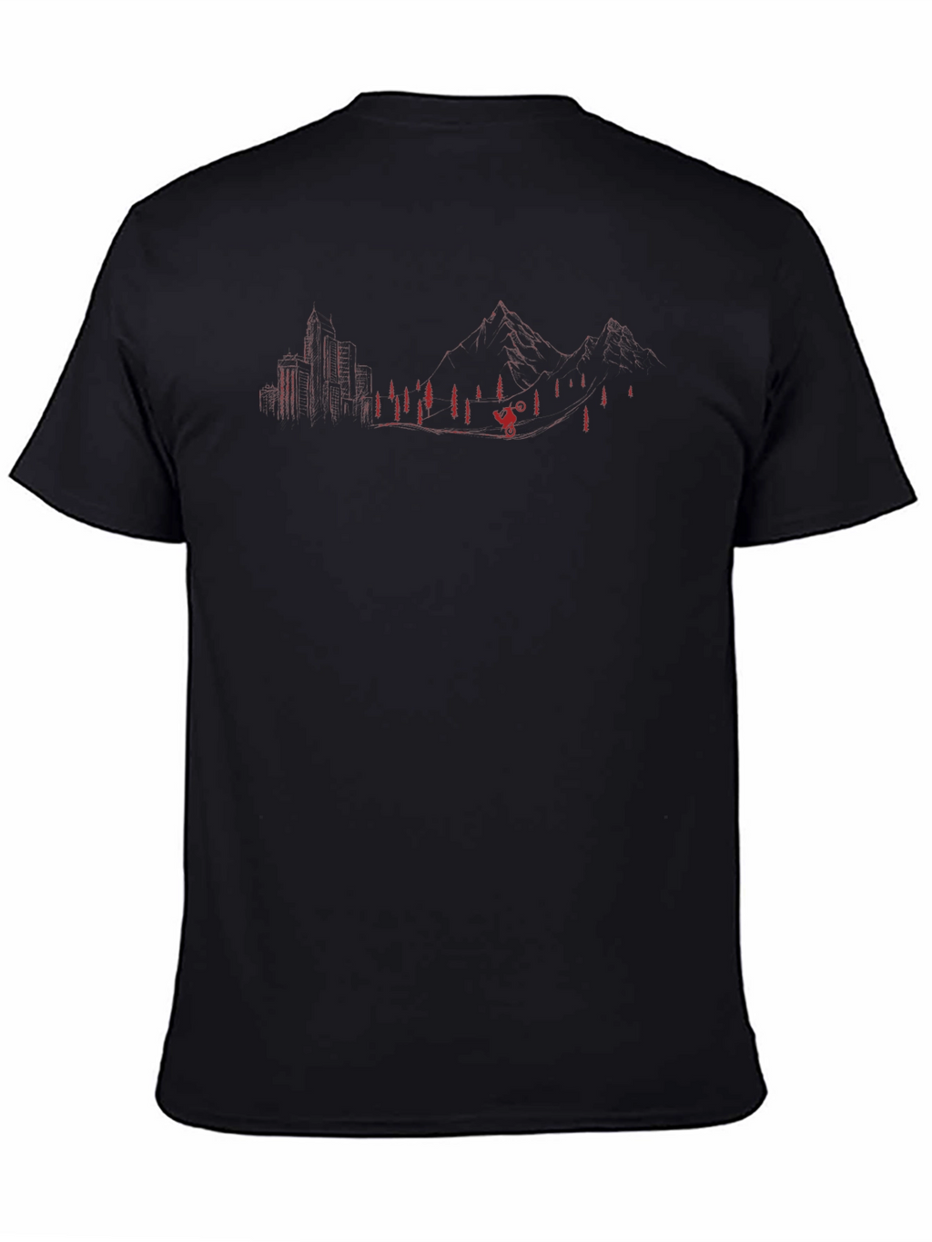 Mountain Biker Silhouette Graphic Tee - Black