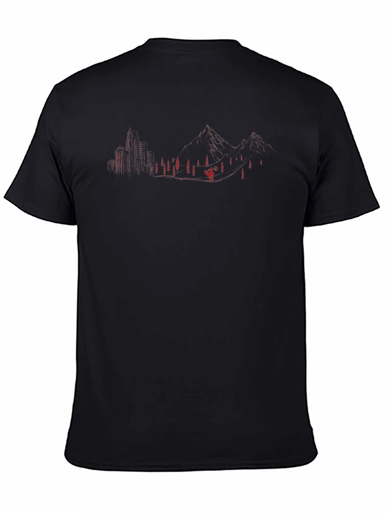 Mountain Biker Silhouette Graphic Tee - Black