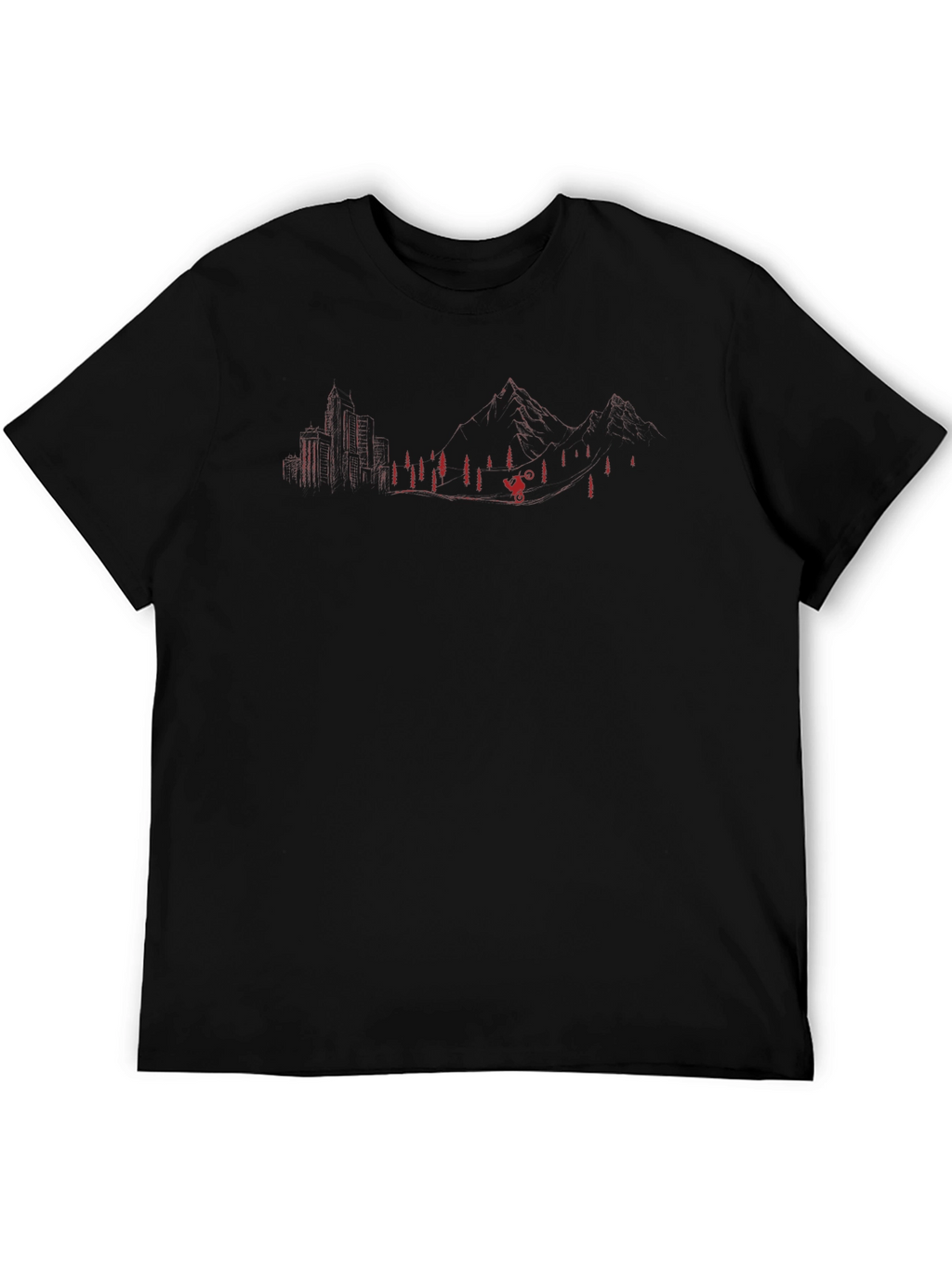 Mountain Biker Silhouette Graphic Tee - Black