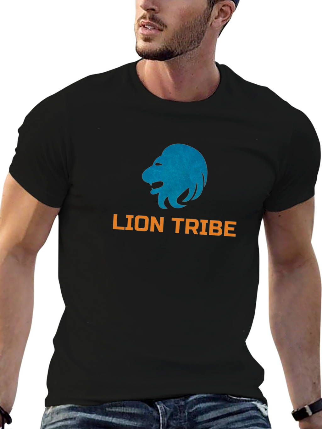 Lion Tribe Graphic Print Black T-Shirt