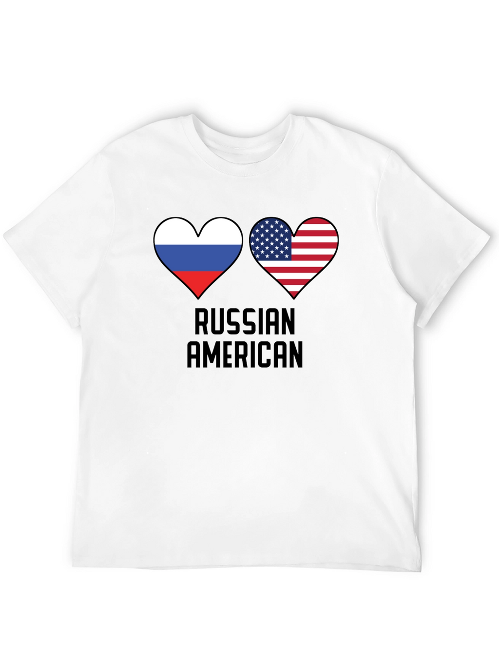 Russian American Flag Heart T-Shirt