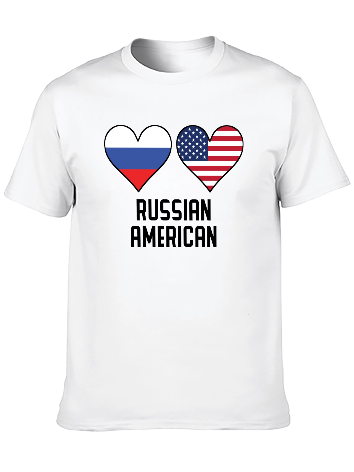 Russian American Flag Heart T-Shirt
