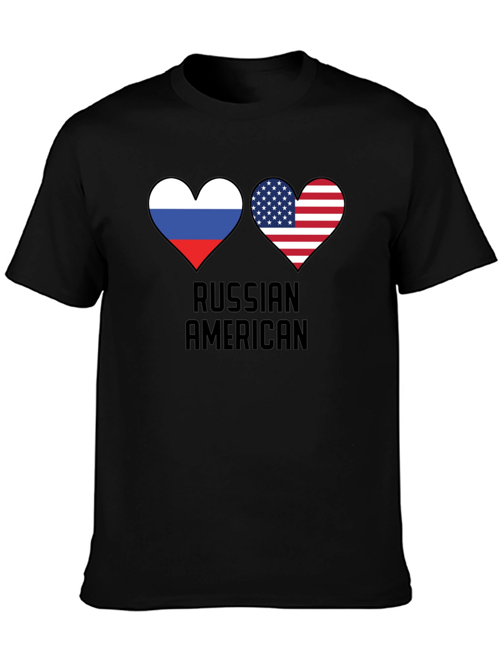 Russian American Flag Heart T-Shirt