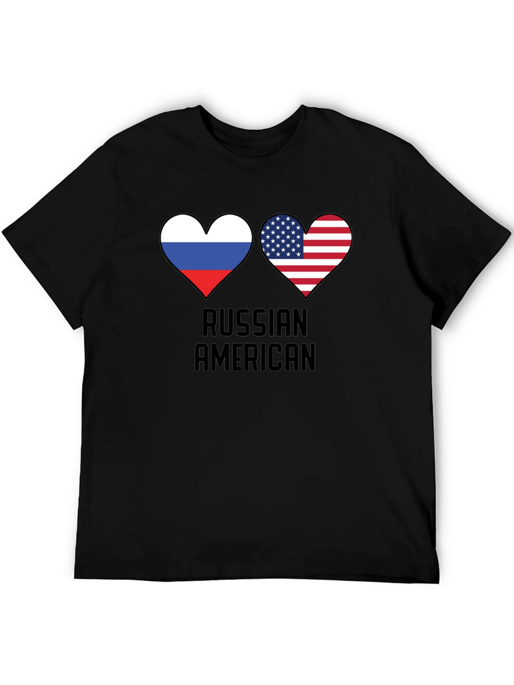 Russian American Flag Heart T-Shirt