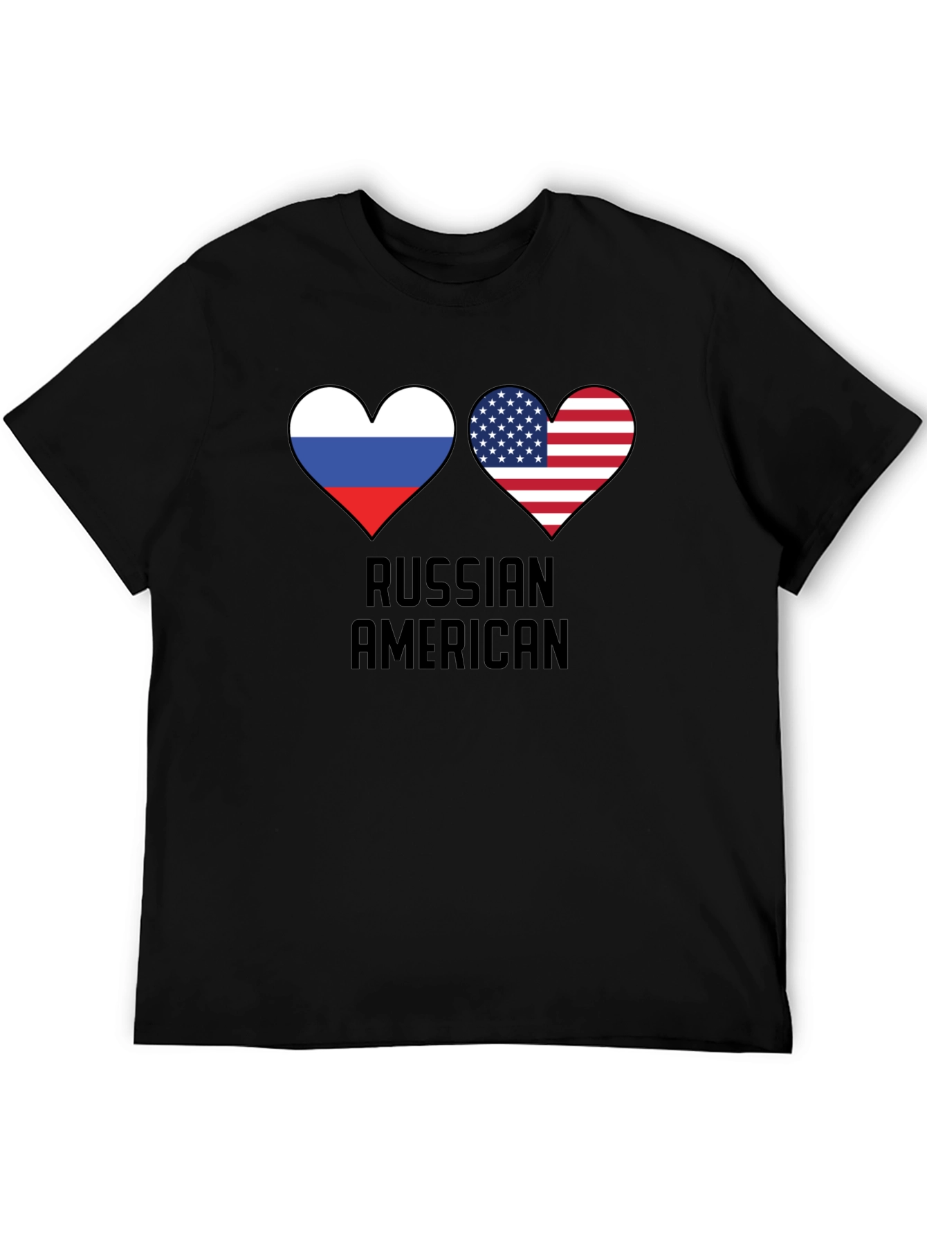 Russian American Flag Heart T-Shirt