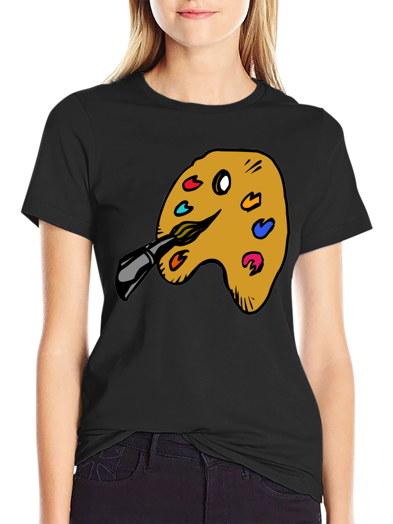 Artists Palette Graphic Tee - Black Cotton Blend Shirt